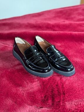 Franco Sarto Patent Leather Penny Loafers in Black Size 6